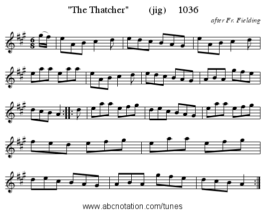 The Thatcher        (jig)     1036 - staff notation