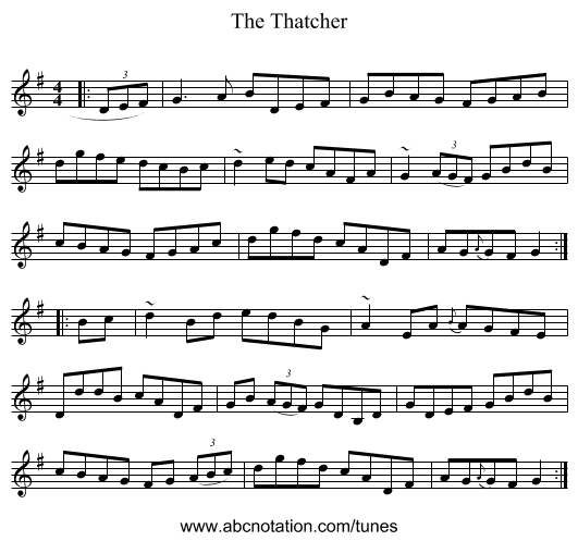 The Thatcher - staff notation