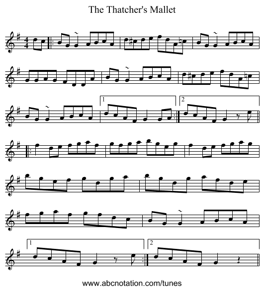 The Thatcher's Mallet - staff notation