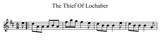 The Thief Of Lochaber - staff notation