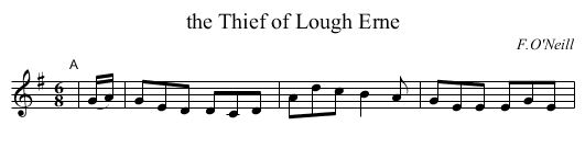 the Thief of Lough Erne - staff notation