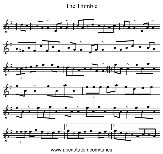 The Thimble - staff notation