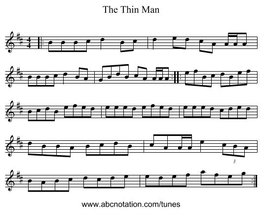 The Thin Man - staff notation