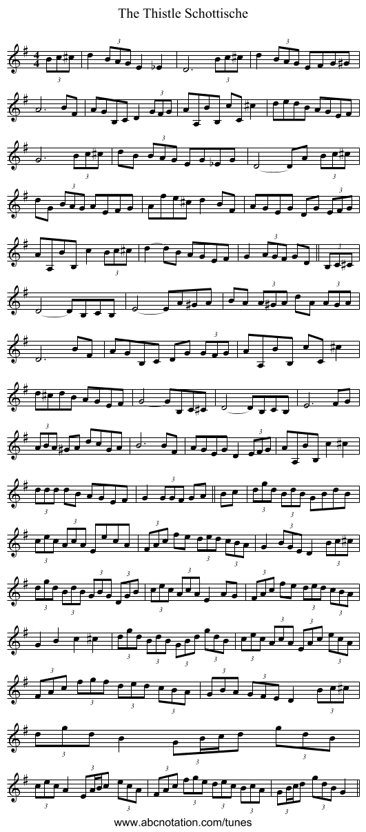 The Thistle Schottische - staff notation
