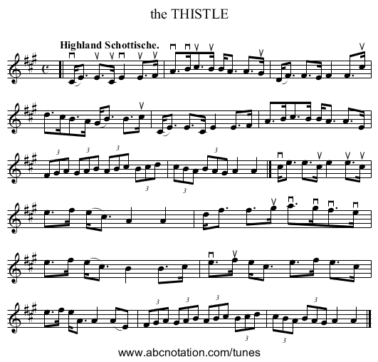 the THISTLE - staff notation