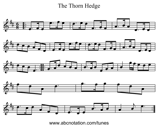 The Thorn Hedge - staff notation