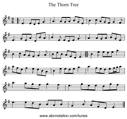 The Thorn Tree - staff notation