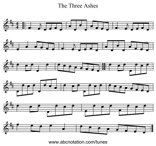 The Three Ashes - staff notation