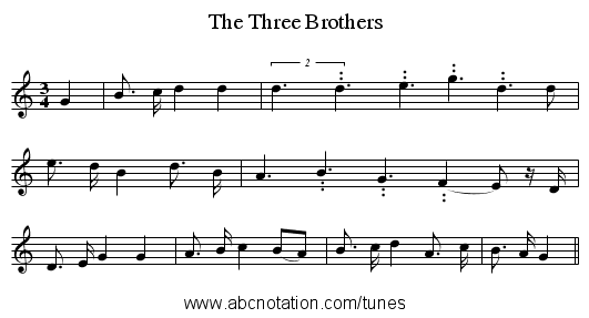 The Three Brothers - staff notation