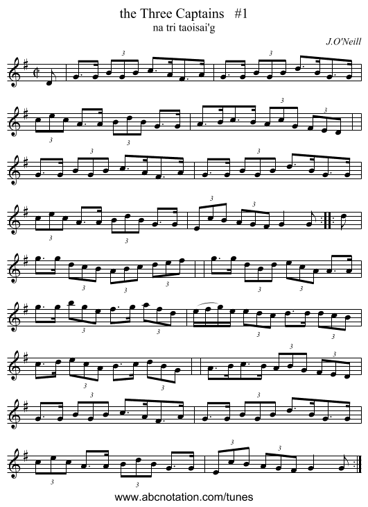 the Three Captains   #1 - staff notation