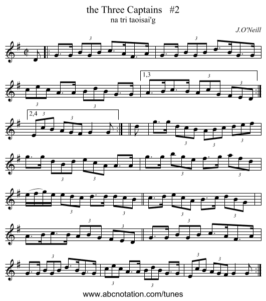the Three Captains   #2 - staff notation