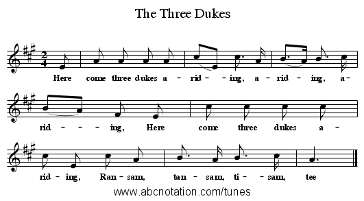 The Three Dukes - staff notation
