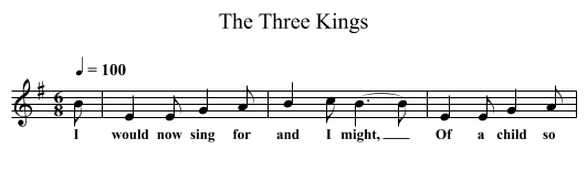 The Three Kings - staff notation