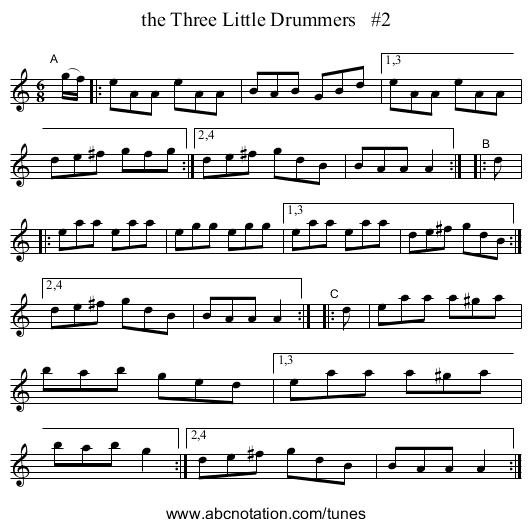 the Three Little Drummers   #2 - staff notation