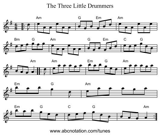 The Three Little Drummers - staff notation