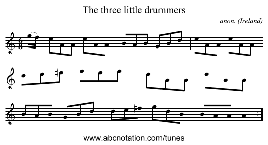 The three little drummers - staff notation