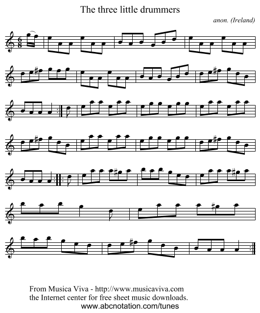 The three little drummers - staff notation