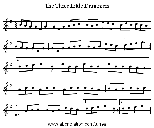 The Three Little Drummers - staff notation