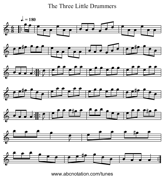 The Three Little Drummers - staff notation