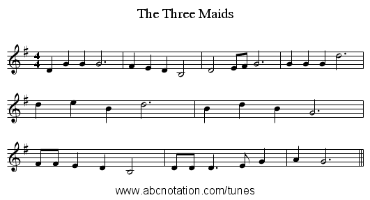 The Three Maids - staff notation