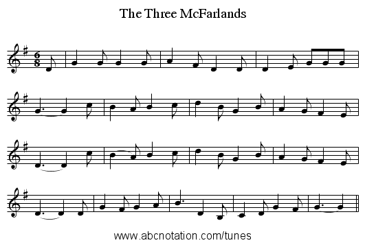 The Three McFarlands - staff notation