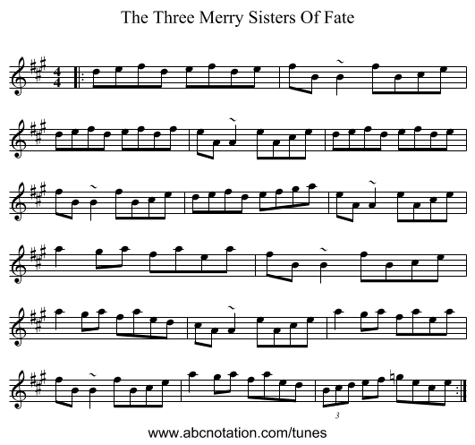 The Three Merry Sisters Of Fate - staff notation