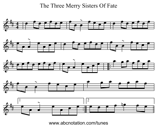 The Three Merry Sisters Of Fate - staff notation
