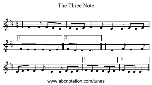 The Three Note - staff notation
