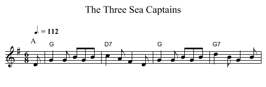 The Three Sea Captains - staff notation