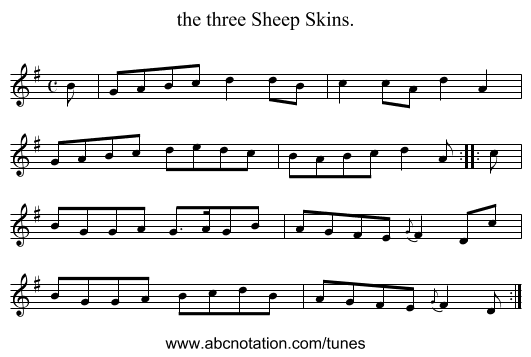 the three Sheep Skins. - staff notation