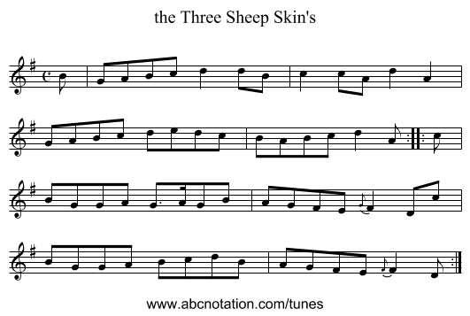 the Three Sheep Skin's - staff notation