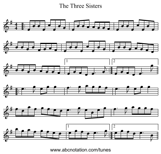 The Three Sisters - staff notation