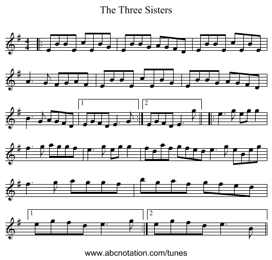 The Three Sisters - staff notation