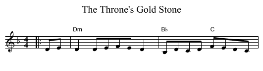 The Throne's Gold Stone - staff notation