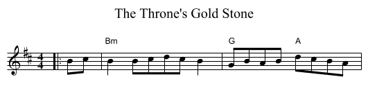 The Throne's Gold Stone - staff notation