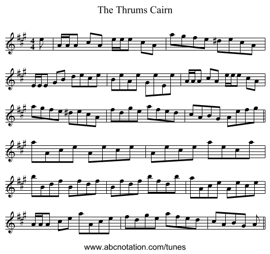 The Thrums Cairn - staff notation