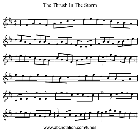 The Thrush In The Storm - staff notation