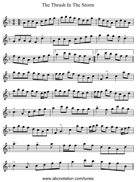 The Thrush In The Storm - staff notation