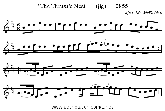 The Thrush's Nest (jig) 0855 - staff notation