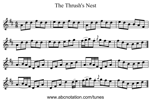 The Thrush's Nest - staff notation