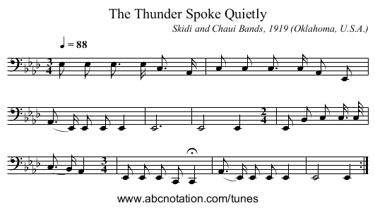The Thunder Spoke Quietly - staff notation
