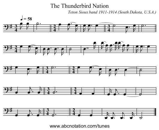 The Thunderbird Nation - staff notation