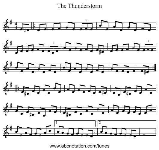 The Thunderstorm - staff notation
