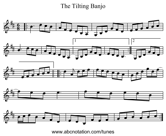 The Tilting Banjo - staff notation