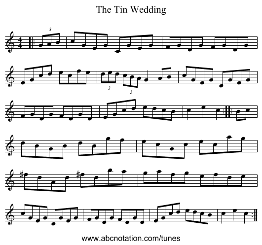 The Tin Wedding - staff notation