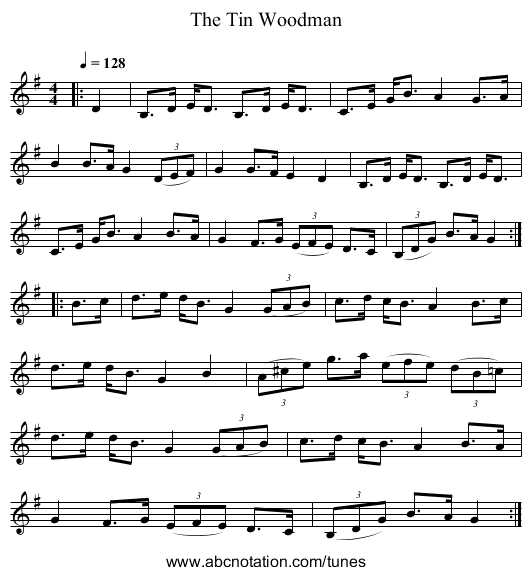 The Tin Woodman - staff notation