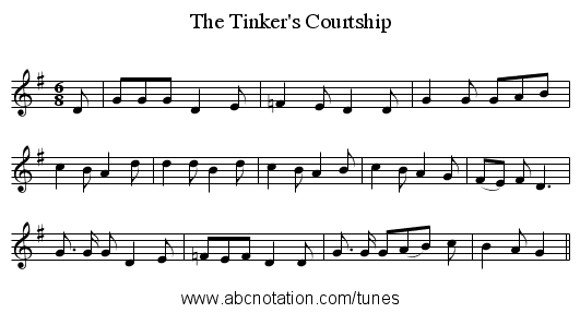 The Tinker's Courtship - staff notation