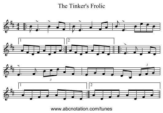The Tinker's Frolic - staff notation