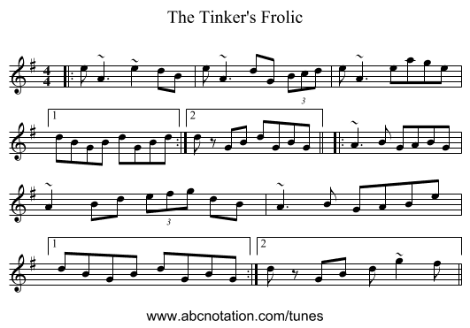 The Tinker's Frolic - staff notation