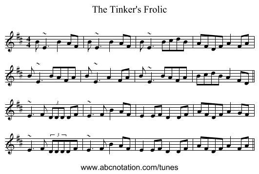 The Tinker's Frolic - staff notation